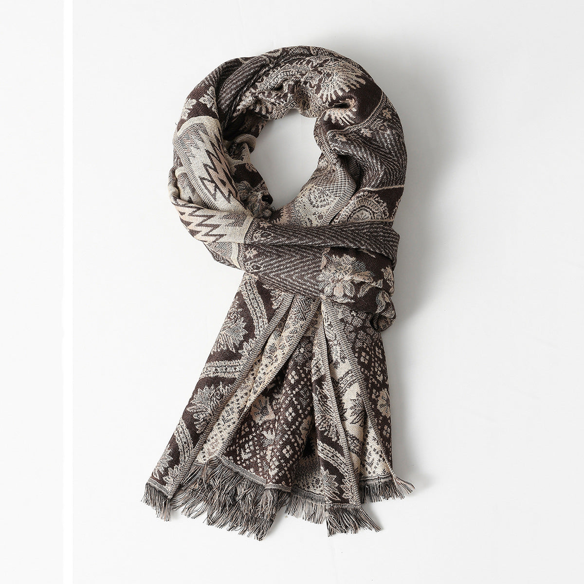 Jacquard Tassel Scarf
