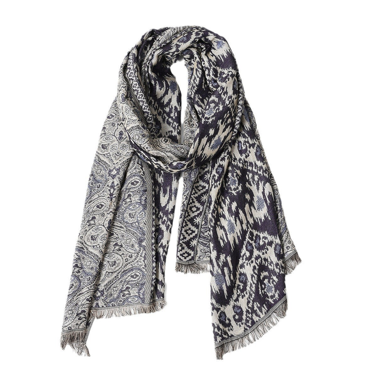 Jacquard Tassel Scarf