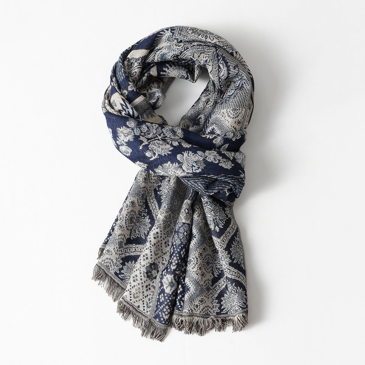 Jacquard Tassel Scarf